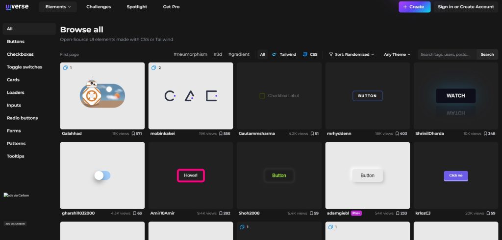 UI verse – 免费可商用的组件库